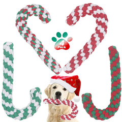 Onwoli Christmas dog rope toy set: festive four-pack for interactive chewing and bonding.