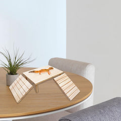 Oooct natural wood texture enhances habitat aesthetics and blending with tanks.