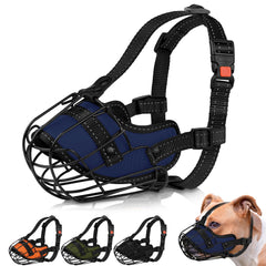OOPSDOGGY Pitbull muzzle front view shows reflective basket for safer evening walks