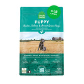Open Farm ancient grains puppy dry food bag highlighting protein-rich, complete nutrition.