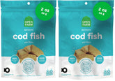 Open Farm dehydrated cod treats packaging shows resealable pouch for freshness and easy portioning.