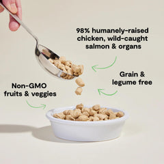 Open Farm morsels in a resealable pouch highlighting convenient packaging