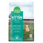 Open Farm grain-free kitten recipe bag showcasing nutritious kibble for growing kittens