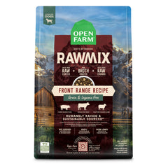 Open Farm RawMix Front Range bag front view shows grain-free, protein-packed formula.