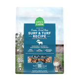 Open Farm Surf & Turf morsels packaging highlights gluten-free, responsibly sourced ingredients for cats.