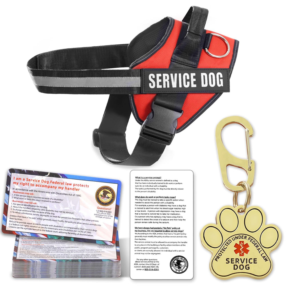 Opstin service dog vest with ruggedized clip for secure tag during outdoor activities.