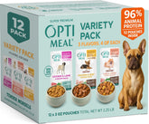 Optimeal small-breed variety pack pouch showcases complete daily nutrition for small dogs.