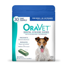 ORAVET dental chews blue pouch front showing packaging for daily dental care