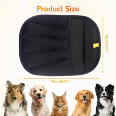Orebog pet hair removal glove on sofa captures fur for quick furniture refresh.