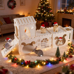 Orekemo extra-large rabbit house four interconnected castles promote exercise and exploration.