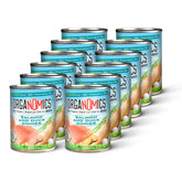 OrgaNOMics salmon-duck-dinner-cans highlight grain-free nutrition for dogs at mealtime.