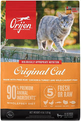 ORIJEN cat & kitten kibble closeup highlights crunchy texture and flavor