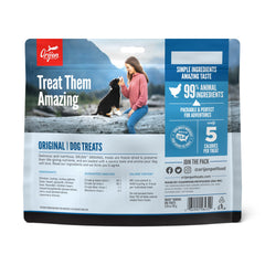 ORIJEN Freeze Dried Original dog treats closeup nuggets showing bite-sized protein