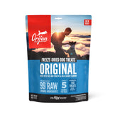 ORIJEN freeze-dried original dog treats bag front—packable high-protein reward for adventures.