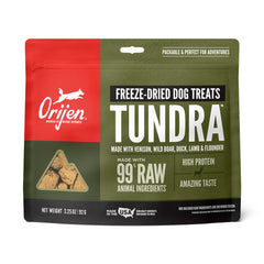 ORIJEN Freeze Dried Tundra Treats bag: packable, protein-rich reward for daily adventures