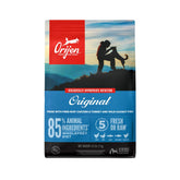 ORIJEN Original dry dog food 4-5lb bag front, highlighting grain-free, high-protein formula.
