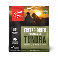 ORIJEN TUNDRA packaging shows a 6 oz bag with premium protein ingredients.