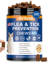 Oritess flea and tick prevention cats chews bottle delivers convenient daily protection.