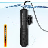 Calentador Orlushy 25W en tanque mantiene temperatura estable para acuarios pequeños.