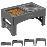 Ormalla elevated slow-feeder bowls on a stand for adjustable dining heights