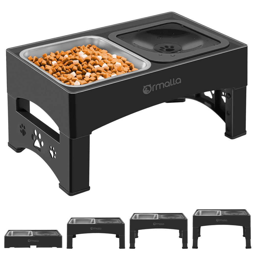 Ormalla raised stainless-steel style US Black bowl assembled for comfortable elevated feeding