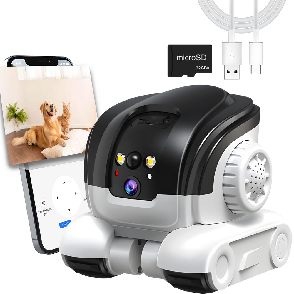 OROMVO Pet Camera dual-lens front view enables full pet monitoring and alerts.
