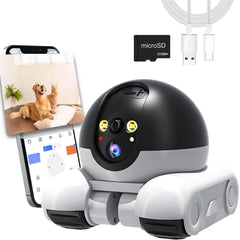 OROMVO Pet Camera front view provides wide-area monitoring with dual lenses.