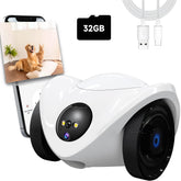 OROMVO pet camera front view shows dual lenses for full-room monitoring