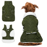 ORZECHKO dog winter coat back view shows windproof warmth for cold days