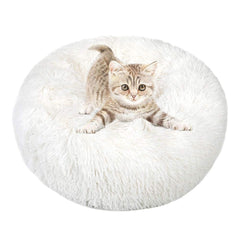 otoez round bed white top view shows plush velvet for cozy naps