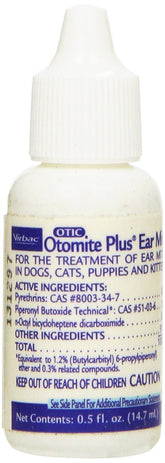 OTOMITE PLUS Ear Mite Treatment bottle close-up for gentle, irritation-free ear care