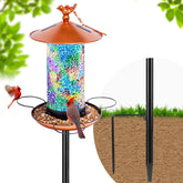 Ottsuls solar bird feeder outdoor lantern with mosaic glass lighting for garden ambiance.