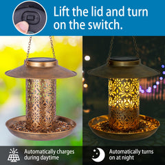 Ottsuls solar bird feeder top-fill opening makes refilling simple and convenient.