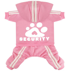 Otunrues dog hoodie pink large back view showing security print for warmth