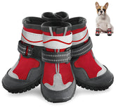 Otunrues dog shoes red upper view shows waterproof fabric and snug fit