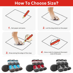 Otunrues dog shoes red waterproof fabric close-up reveals breathable lining
