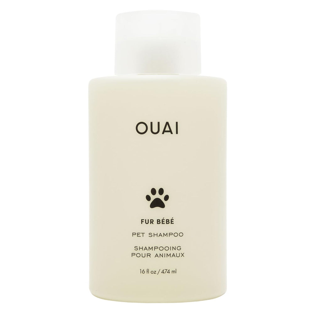 OUAI Fur Bébé bottle with Mercer Street scent for a hydrated coat