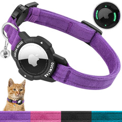 OUCWLTAG luminous AirTag cat collar wear enhances nighttime visibility and chic pet tracking