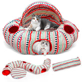 OUHOU cat tunnel bed plush material close-up showing softness and durability