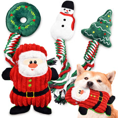 Ousiya Christmas dog toy Santa Claus close-up shows playful squeak for interactive fun