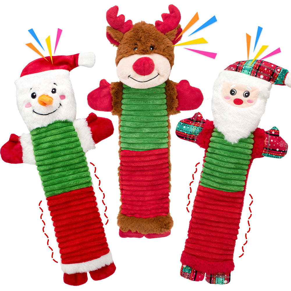 Ousiya Christmas squeaky dog toy Santa boosts engagement with dual sounds.