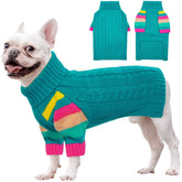 OUOBOB dog cold sweater green-m front view enhances warmth on chilly walks