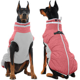 OUOBOB XXXL pink dog jacket back zipper for easy on/off on large dogs.