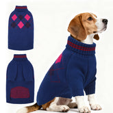 OUOBOB dog sweater blue turtleneck front view showing wind protection and fit
