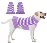 OUOBOB Purple XXL dog sweater in winter knit keeps large dogs warm