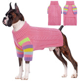 OUOBOB dog sweater warm pink XXXXL closeup highlighting soft knit warmth for winter comfort.