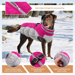OUOBOB dog winter jacket with polar fleece lining offers cozy warmth on cold walks.