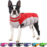 OUOBOB winter dog coat front view shows waterproof outer shell for wet days.