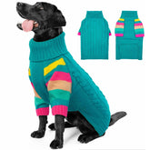 OUOBOB XXL dog sweater green front view shows stretchy knit for mobility