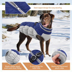 OUOBOB plush-collar blue coat adds cozy warmth for daily walks.